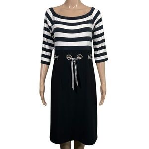 Joseph Ribkoff Dress Designer 3/4 Sleeve Grommet Waist Stretchy Women's 10